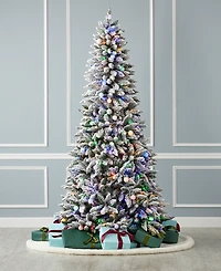 Seasonal Snow Kissed Pine 6.5' Pre-Lit Flocked Pvc Full Tree with Metal Stand, 739 Tips, 350 Led Lights