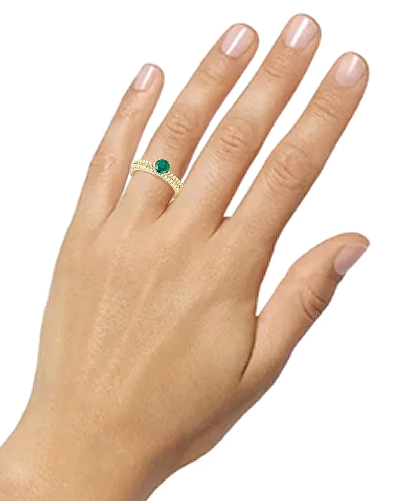 Lab-Grown Emerald (3/8 ct. t.w.) & White Sapphire Bridal Set 14k Gold-Plated Sterling Silver (Also Ruby Blue
