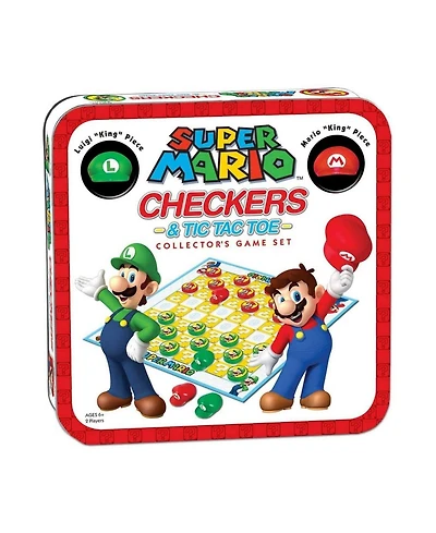 USAopoly Super Mario Vs Luigi Checkers And Tic Tac Toe Game Set