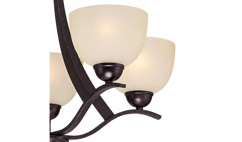 Regency Hill Airington Bronze Pendant Chandelier 23" Wide Rustic Scrolling Arms Indian Scavo Glass 5-Light Fixture for Dining Room Home Kitchen I