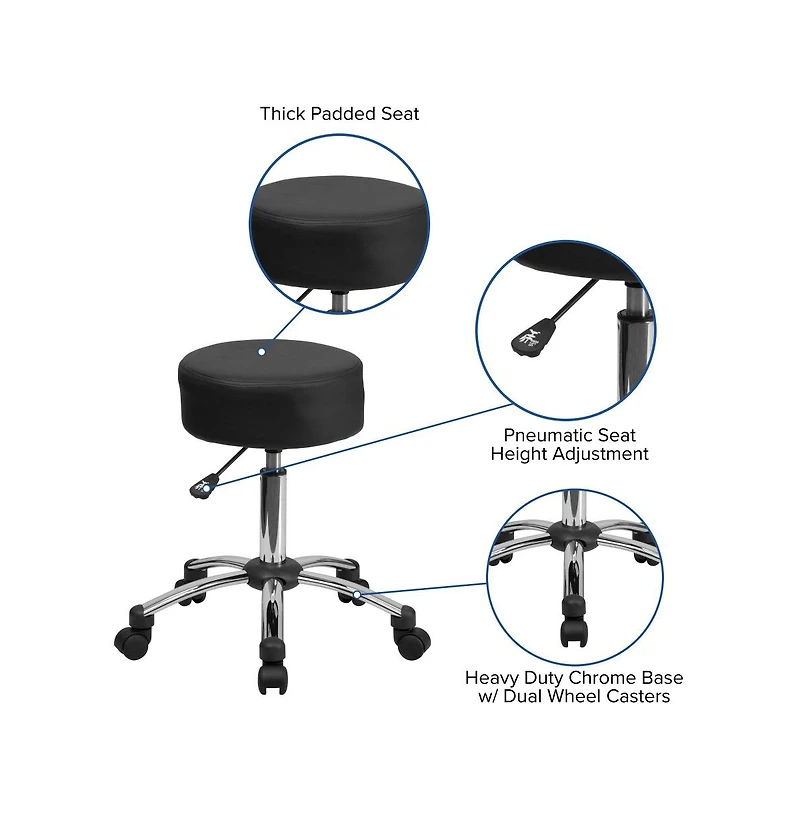 Medical Ergonomic Stool With Chrome Base