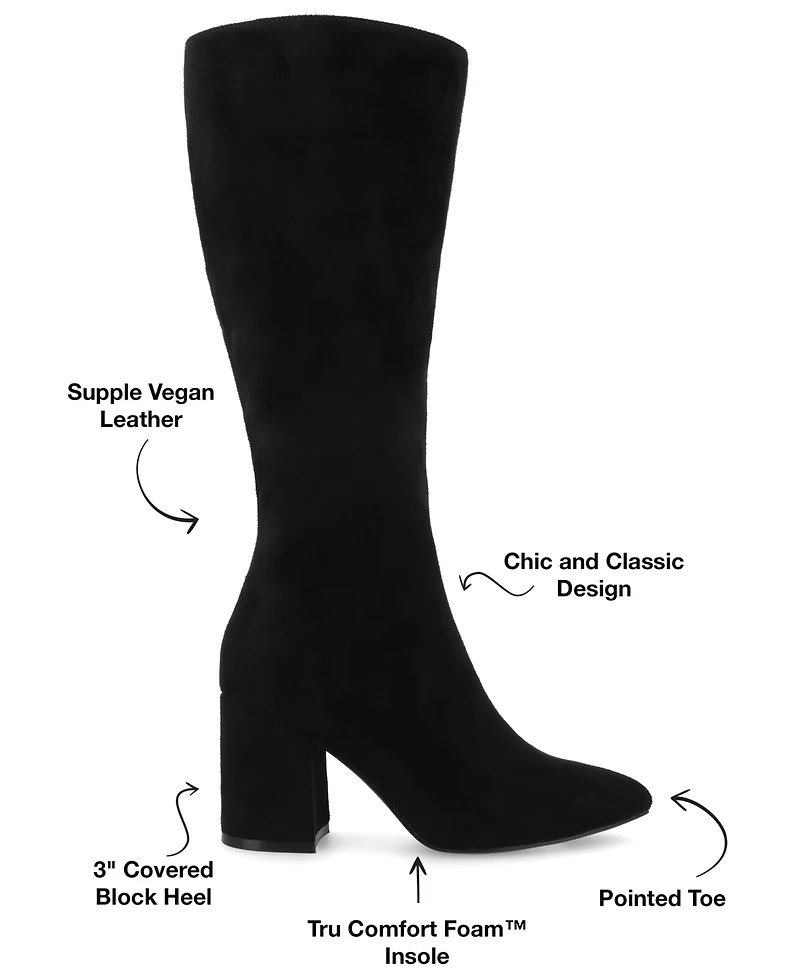 Journee Collection Women's Ameylia Block Heel Knee High Dress Boots
