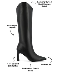 Journee Collection Women's Rehela Pointed Toe Stiletto Knee High Dress Boots