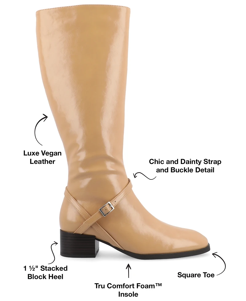Journee Collection Women's Rhianah Wide Width Calf Block Heel Knee High Riding Boots
