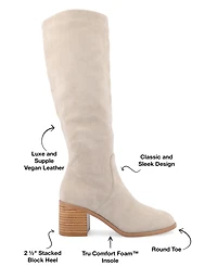Journee Collection Women's Romilly Wide Width Calf Round Toe Block Heel Knee High Boots