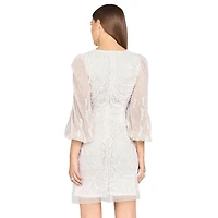 Lara Women's V-Neck, Balloon Sleeve Bridal Mini dress