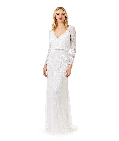 Lara Women's Grant Long Sleeve Beaded Wedding Dress