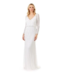 Lara Women's Grant Long Sleeve Beaded Wedding Dress