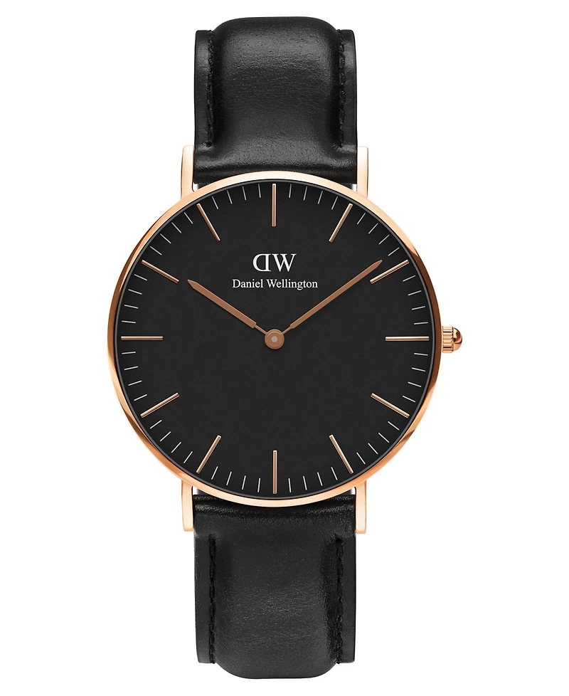 Daniel Wellington Unisex Classic Sheffield Black Leather Watch 36mm
