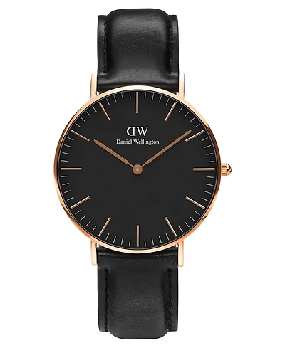 Daniel Wellington Unisex Classic Sheffield Black Leather Watch 36mm