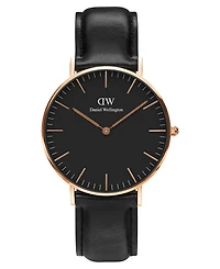 Daniel Wellington Unisex Classic Sheffield Black Leather Watch 36mm
