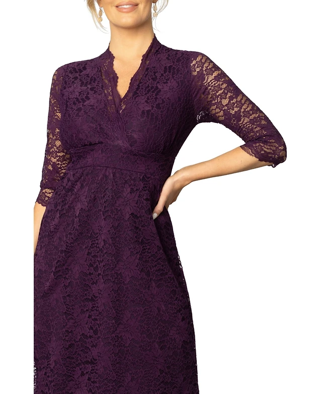 lace blue night dress Lace Detail Square Neck Flounce Sleeve Night Dress Pastel Blue / 2XL