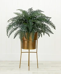 Nearly Natural 34" Artificial River Fern Plant in Metal Planter with Stand Diy Kit