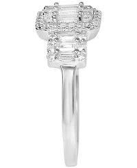 Cubic Zirconia Baguette Cluster Ring in Sterling Silver