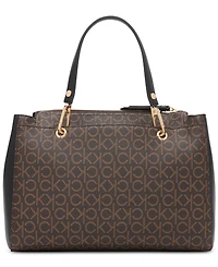 Calvin Klein Garnet Signature Triple Compartment Top Zipper Satchel