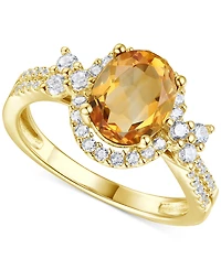 Amethyst (1-1/2 ct. t.w.) & Lab-Grown White Sapphire (1/2 Halo Statement Ring 14k Gold-Plated Sterling Silver