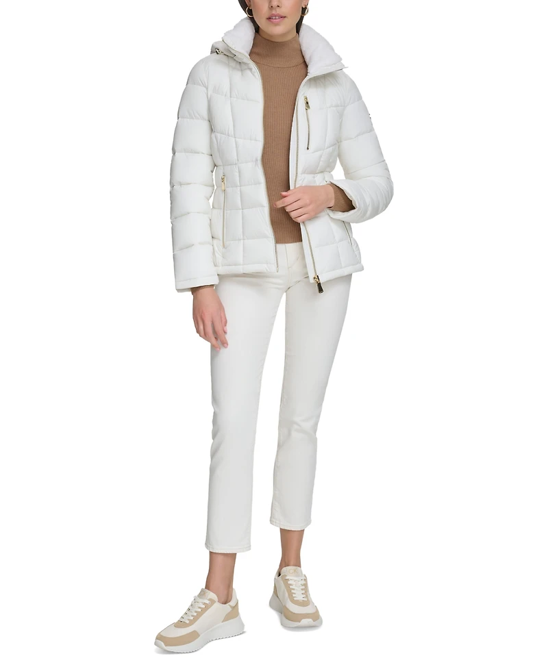 Calvin Klein Women's Faux-Fur-Trim Hooded Puffer Coat, Created for Macy's