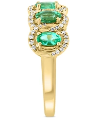 Effy Emerald (1-1/20 ct. t.w.) & Diamond (1/4 ct. t.w.) Five Stone Halo Ring in 14k Gold
