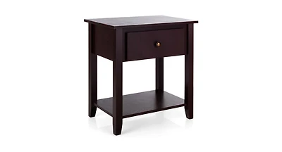 Nightstand with Drawer and Open Shelf for Bedroom or Living Room Storage