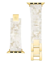 Anne Klein Women's Marbleized Ivory Acetate and Gold-Tone Alloy Metal Bracelet designed for Apple Watch 42mm (Series 10) & 38/40/41mm