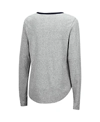 Women's Colosseum Heathered Gray Distressed Notre Dame Fighting Irish Sundial Tri-Blend Long Sleeve Lace-Up T-shirt
