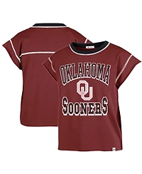 Women's '47 Brand Crimson Oklahoma Sooners Sound Up Maya Cutoff T-shirt