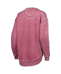 Women's Pressbox Crimson Distressed Oklahoma Sooners Vintage-Like Wash Pullover Sweatshirt
