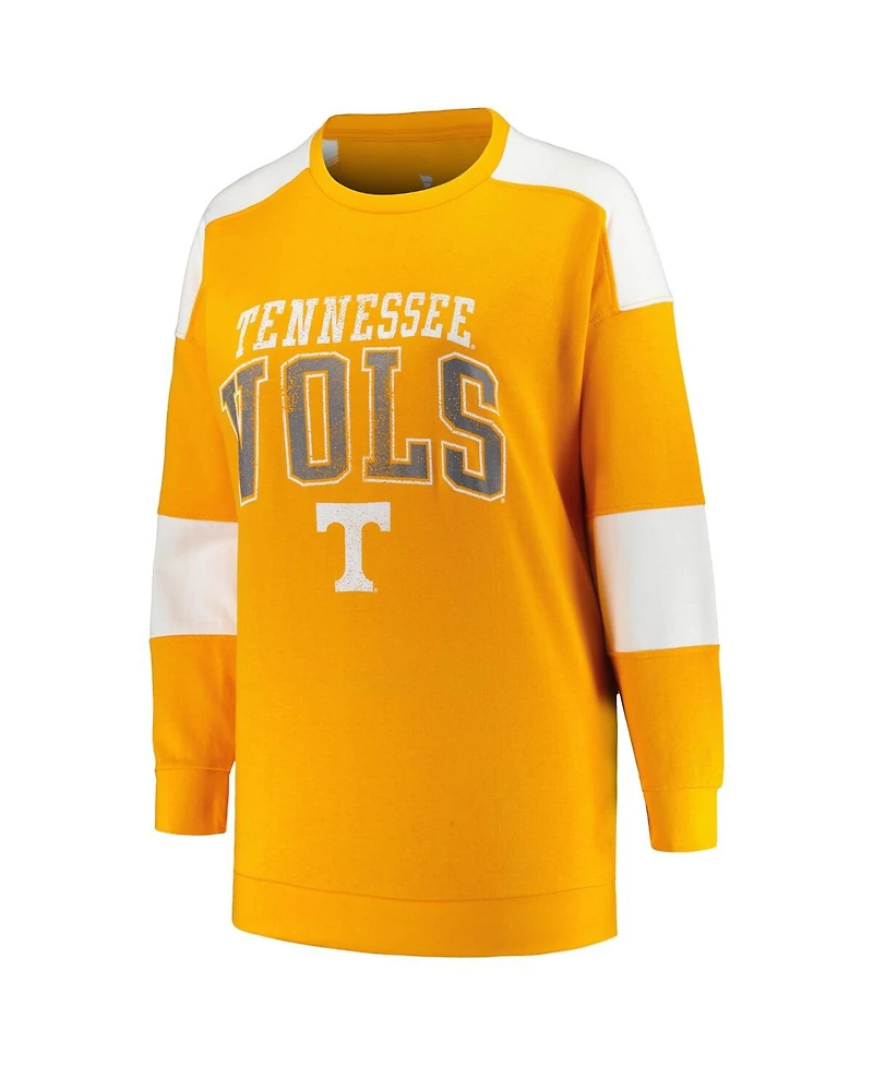 Women's Profile Tennessee Orange Distressed Tennessee Volunteers Plus Size Striped Pullover Sweatshirt