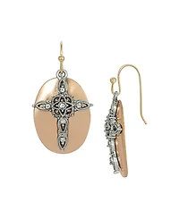 2028 Crystal Cross Oval Drop Earrings