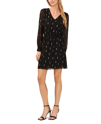 Msk Petite Metallic Print Fit & Flare Dress