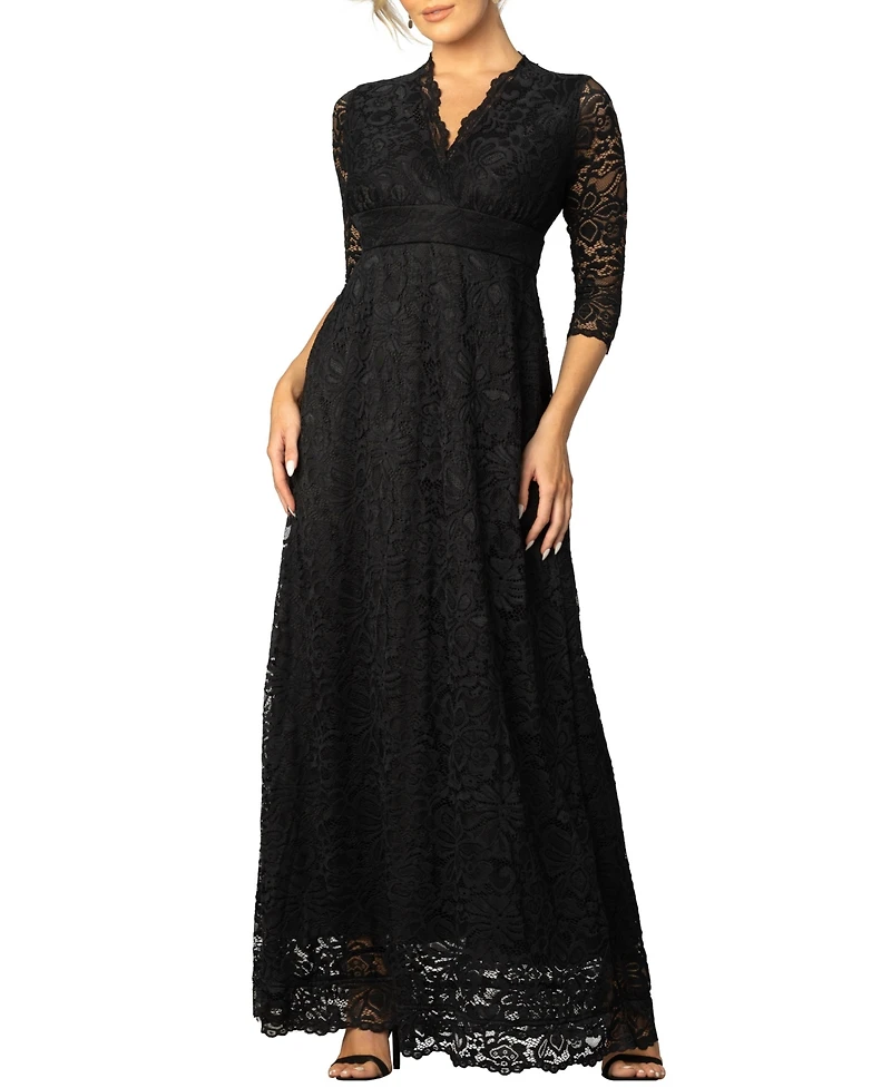 Kiyonna Women's Maria Lace A-Line Evening Gown with Pockets