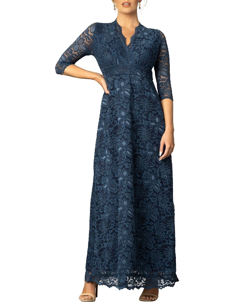 Kiyonna Women's Maria Lace A-Line Evening Gown with Pockets