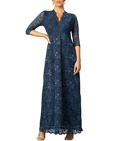 Kiyonna Women's Maria Lace A-Line Evening Gown with Pockets