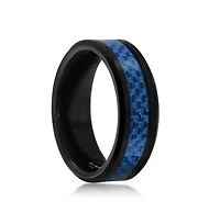 Black Tungsten Ring - Blue Carbon Fiber