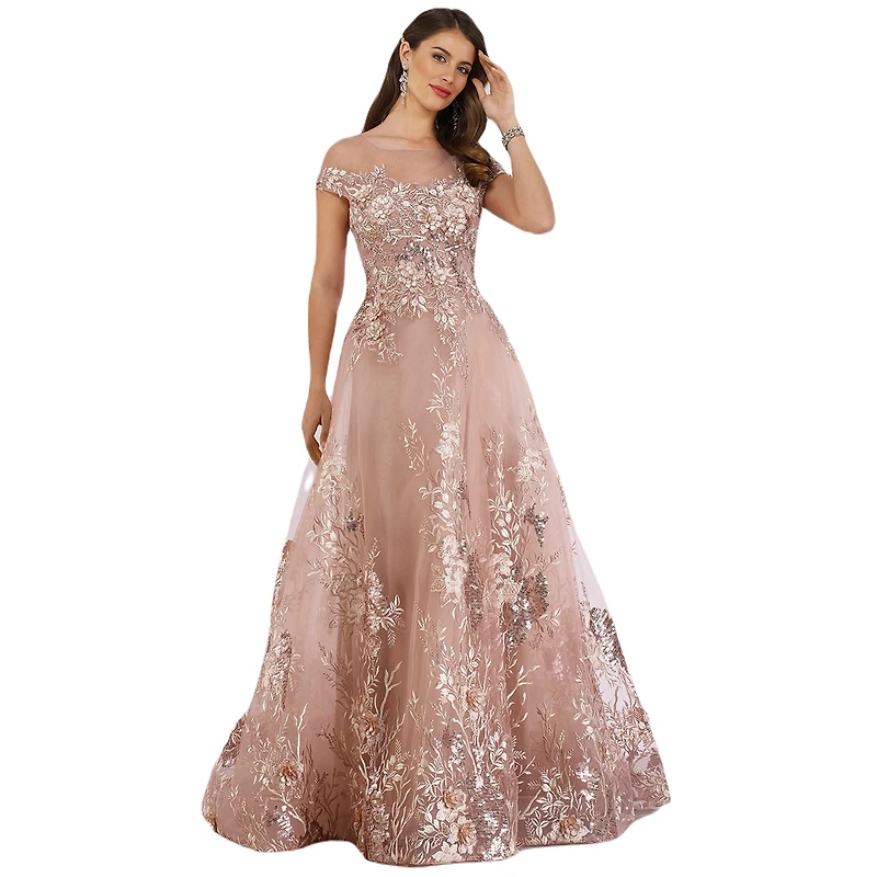 Lara Women's Beautiful Lace Applique A-line Ball Gown