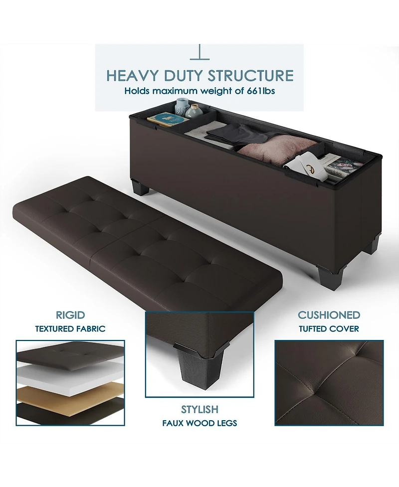 Nestl Inch Ottoman Storage Bench with Storage Bins