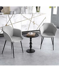 Set of 2 Dining Chairs Upholstered Accent Side with Backrest & Armrest