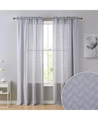 Hlc.me Herringbone Thick Semi Sheer Premium Rod Pocket Window Curtain Panels for Bedroom & Living Room
