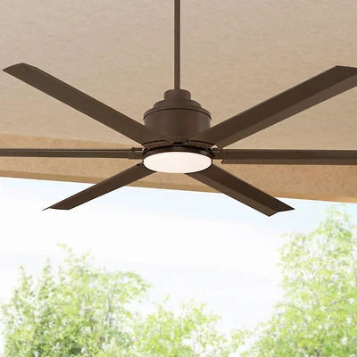 65" Casa Vieja Ultra Breeze Modern Indoor Outdoor Ceiling Fan with Dimmable Led Light Remote Control Oil Rubbed Bronze Wet Rated for Patio Exteri