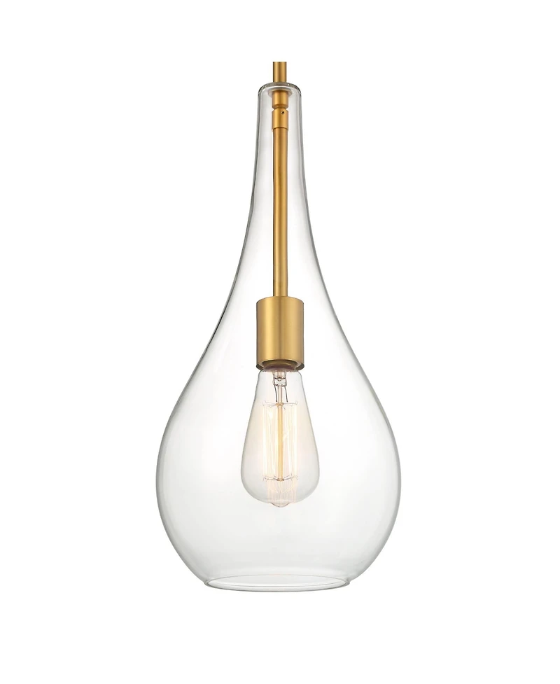 Possini Euro Design Soft Gold Mini Pendant 7 1/2" Wide Modern Clear Glass Shade Fixture for Dining Room House Home Foyer Kitchen