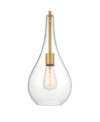 Possini Euro Design Soft Gold Mini Pendant 7 1/2" Wide Modern Clear Glass Shade Fixture for Dining Room House Home Foyer Kitchen