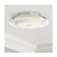 Possini Euro Design Clarival Modern Ceiling Light Flush Mount Fixture 12 1/2" Wide Chrome Dimmable Led Clear Ring White Acrylic Diffuser for Bedr