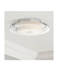 Possini Euro Design Clarival Modern Ceiling Light Flush Mount Fixture 12 1/2" Wide Chrome Dimmable Led Clear Ring White Acrylic Diffuser for Bedr