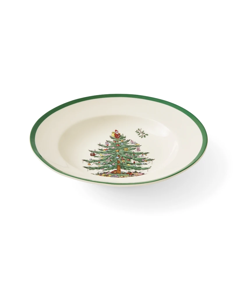 Spode Christmas Tree Rim Soup Bowls, Set of 4