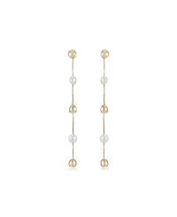 Ettika Alternating Freshwater Pearl and 18K Gold Plated Bead Drop Earrings