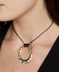 Ettika Hammered Golden Loop Pendant 18K Gold Plated Necklace