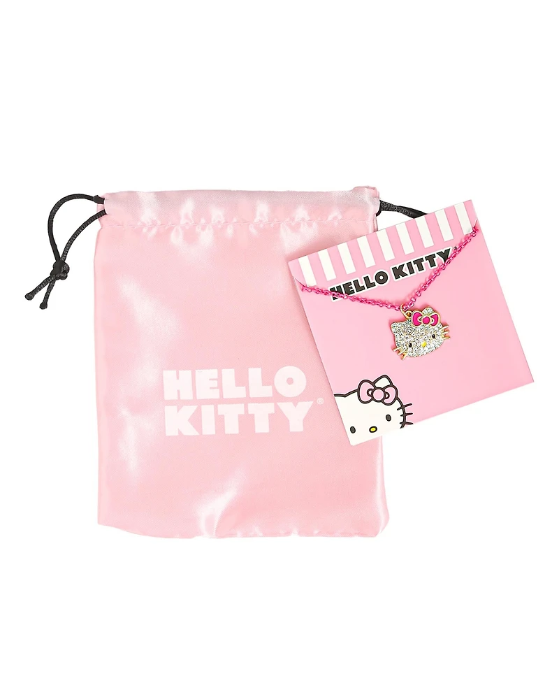 Sanrio Hello Kitty Girls Pave Fashion Jewelry Necklace - 16"+3" Necklace- Officially Licensed Authentic