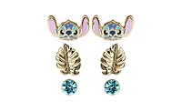 Disney Lilo and Stitch Yellow Flash Gold Plated Stud Earring Set - 3 Pairs