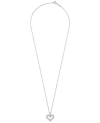 Diamond Open Heart Pendant Necklace (1/2 ct. t.w.) 14k White or Yellow Gold, 18" + 2" extender