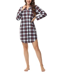 Ink+Ivy Women's Long Sleeve Notch Collar Sleepshirt Nightgown